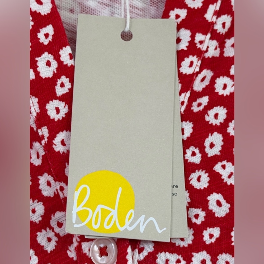 NWT Boden Button Jersey Mini Tea Dress Women’s 4 Short Sleeve Red Floral Boho - Picture 11 of 11